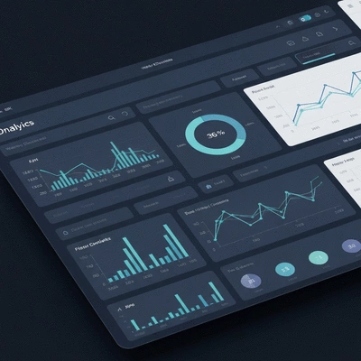 Website analytics dashboard with graphs and charts